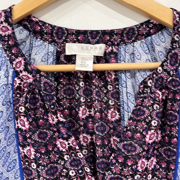 Kenar Boho Bohemian Long Sleeve Top Blouse size S Blue Purple Lila - Picture 2 of 9